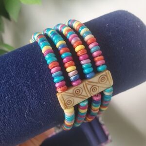 Rainbow Bone Nepal Bracelet Colorful Boho